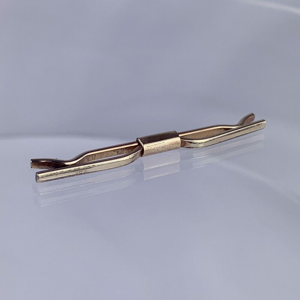 Simple 12k Gold Plated Tie Collar Bar Campus Formal Modern Vintage O1